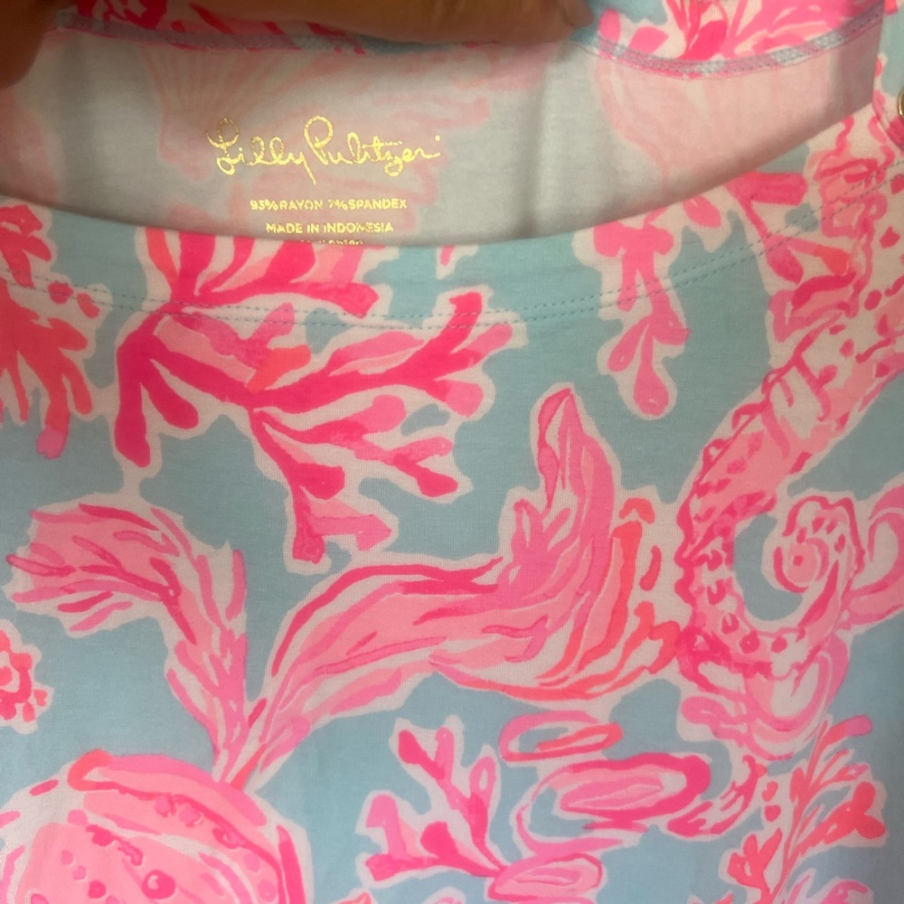Lilly Pulitzer Coral and Aqua Patterned Top